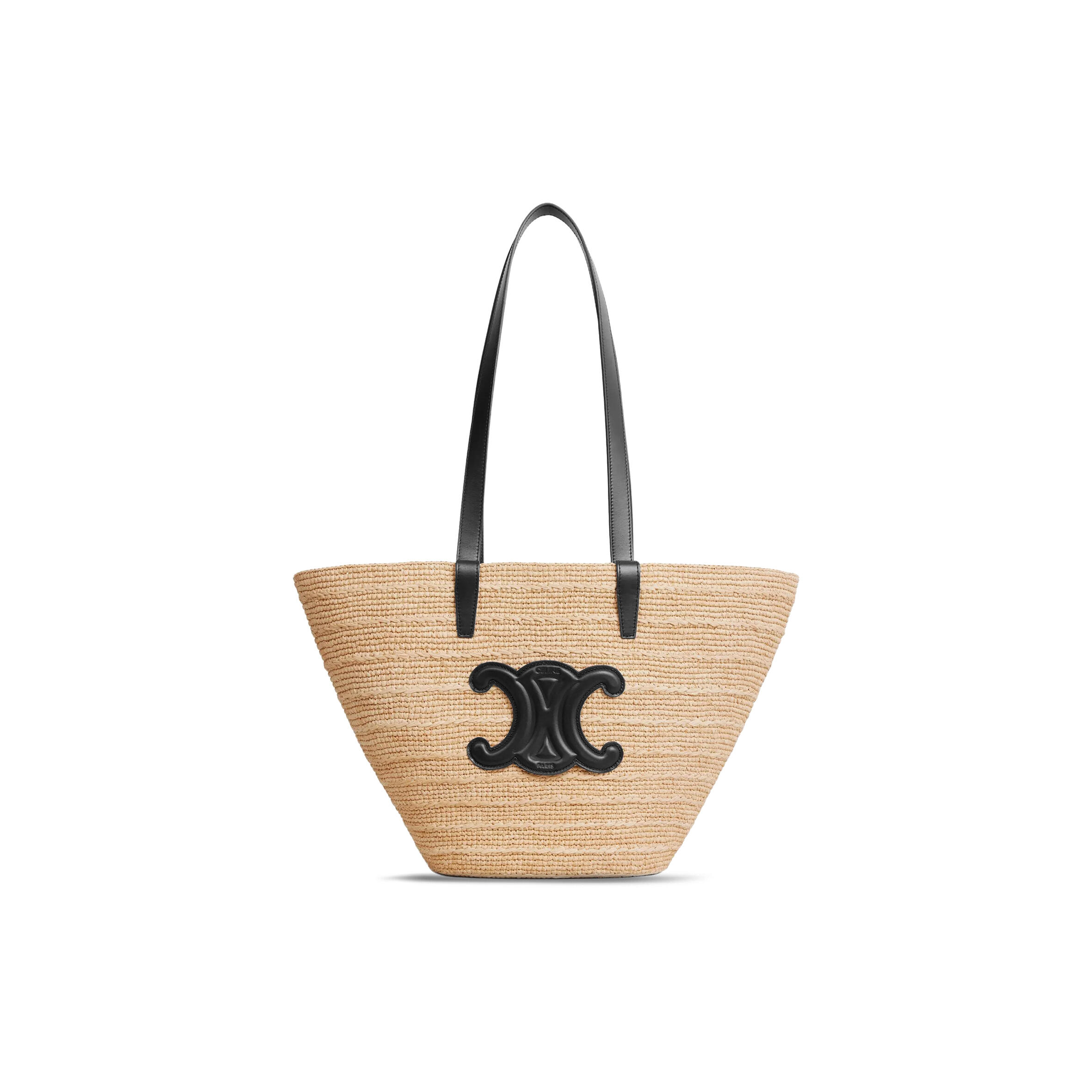 ce**e medium S*pple ce**e classic panier in raffia and calfskin 114342ff7.07oc (30*22*14cm)